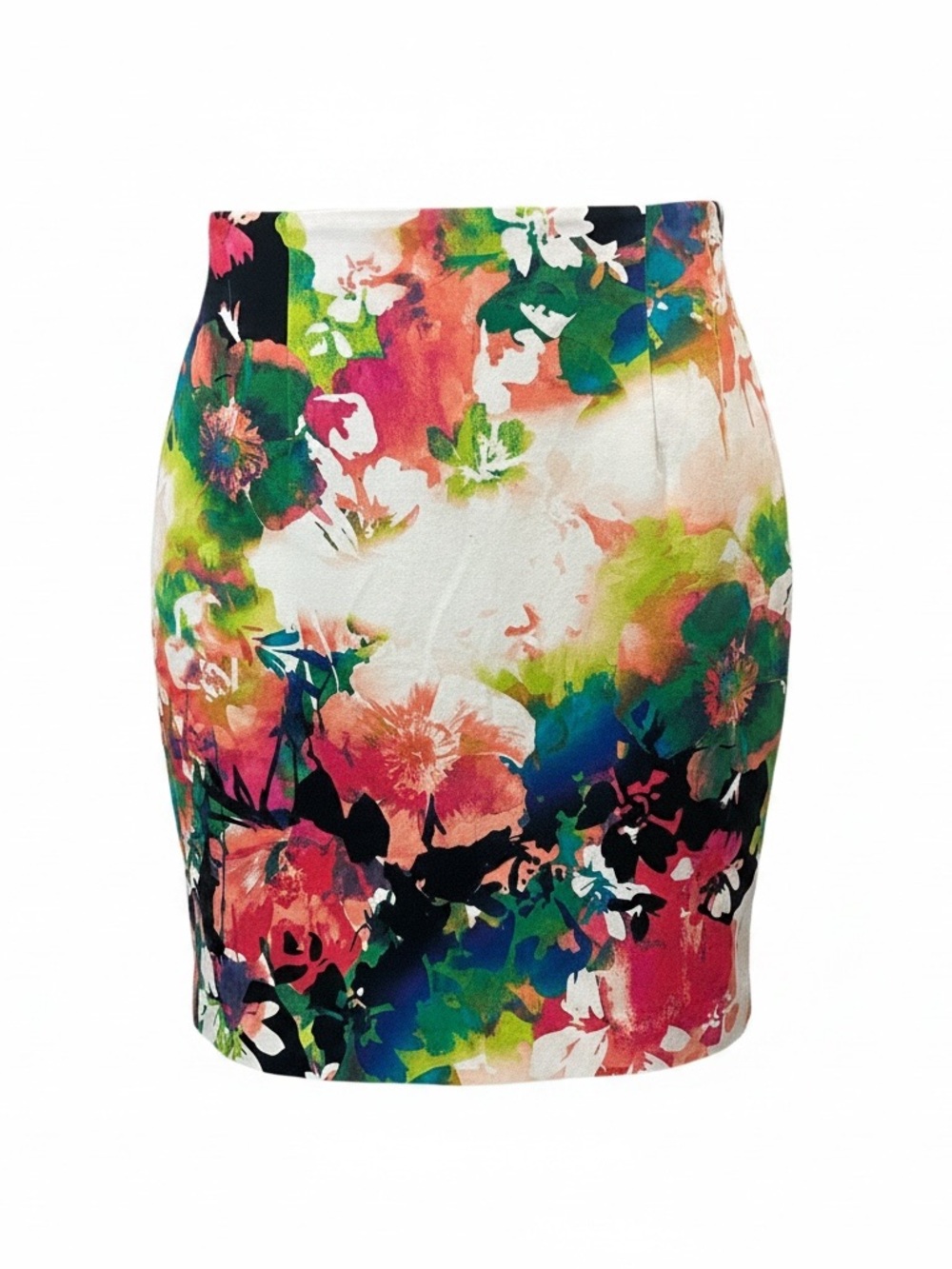 Worthington Petite Women’s Size 8P Multi Floral Watercolor Pattern Pencil Skirt